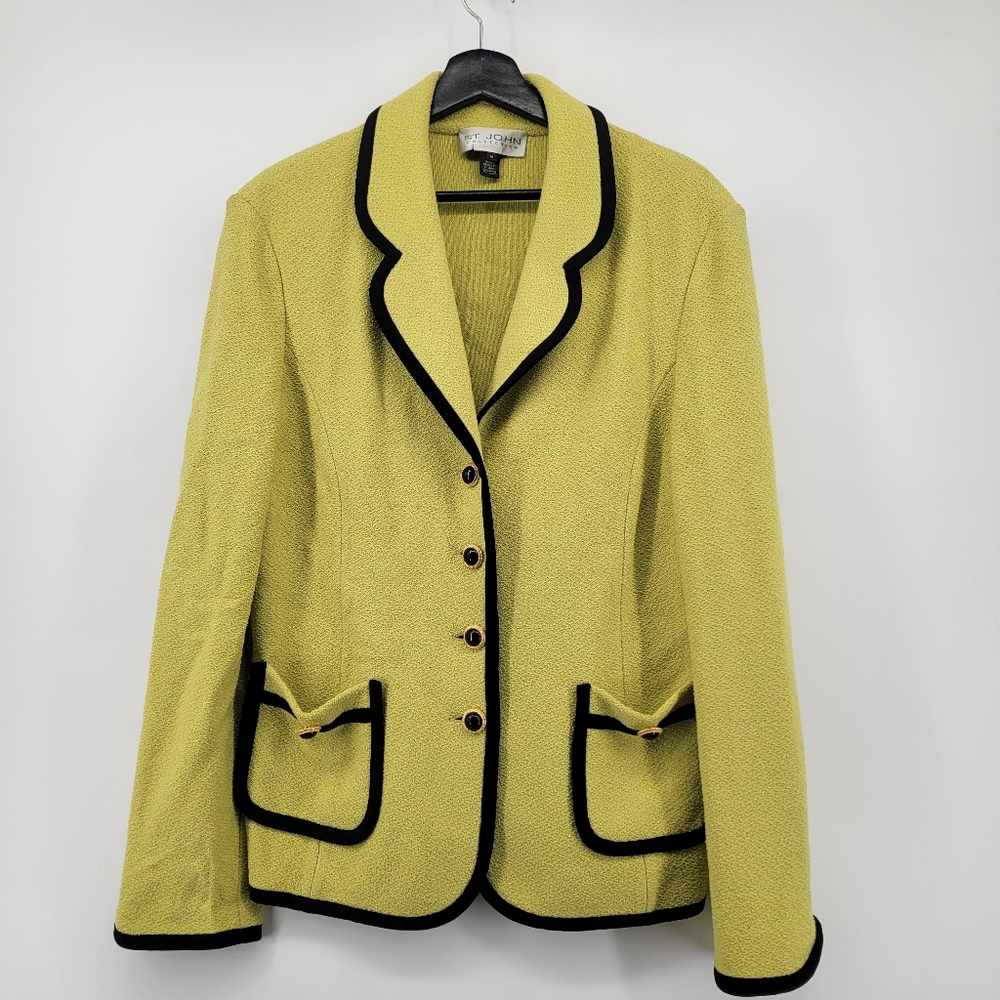 St. John Collection Yellow Blazer with Black Accents Size 16